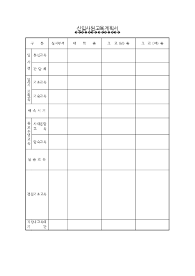 신입사원교육계획서 신입사원교육계획서